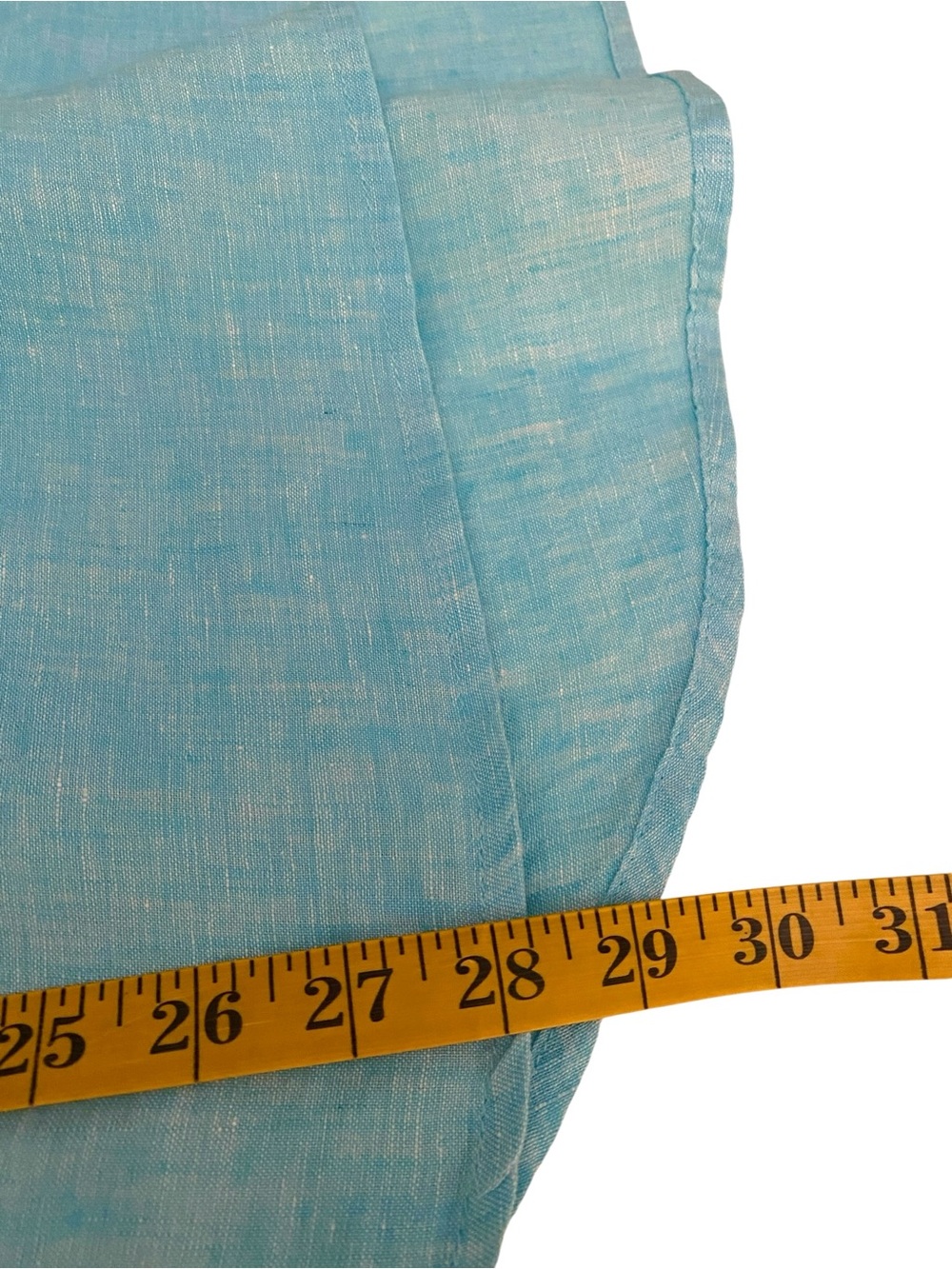 Cynthia Rowley 100% Linen Faux Wrap Peplum Lagenlook Pullover Aqua Top M - Picture 5 of 8